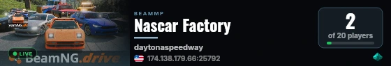 Nascar Factory live status badge