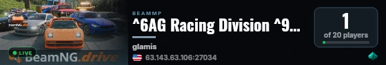 ^6AG Racing Division ^9^l2.0  ^o^aGlamis live status badge