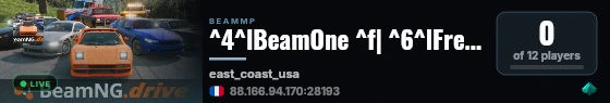 ^4^lBeamOne ^f| ^6^lFreeRoam ^f| ^r^l2 Cars ^f| ^1East Coast USA ^f| By ^4RoquetteOne live status badge