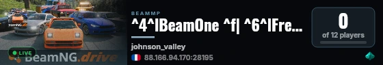 ^4^lBeamOne ^f| ^6^lFreeRoam ^f| ^r^l2 Cars ^f| ^1Johnson Valley ^f| By ^4RoquetteOne live status badge