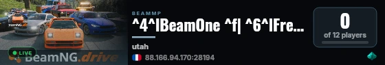 ^4^lBeamOne ^f| ^6^lFreeRoam ^f| ^r^l2 Cars ^f| ^1Utah ^f| By ^4RoquetteOne live status badge