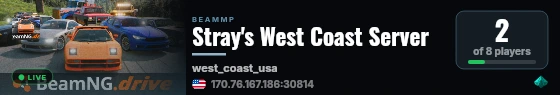 Stray's West Coast Server live status badge