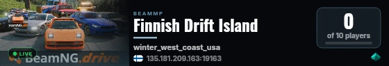 Finnish Drift Island live status badge