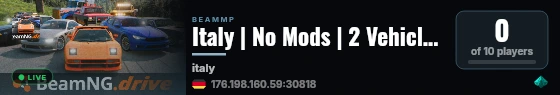 Italy | No Mods | 2 Vehicles | Low Ping live status badge