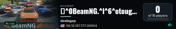 ⛩️^0BeamNG.^l^6^otouge ^r^0Official Server!^r ⛩️ | 🗻 ^o^024/7 Drift and Touge! ^r🗻 | 📡 Servers by Scrubbeth 📡| 🔰 ^l^0Tail of the Dragon ^r 🔰 live status badge