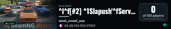 ^l^f[#2] ^1Slapush'^fServer ^4[ALPHA] ^f| Map : West Coast Usa live status badge