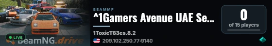 ^1Gamers Avenue UAE Server #1 live status badge