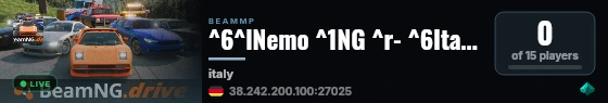 ^6^lNemo ^1NG ^r- ^6Italy (2Vehicles) live status badge