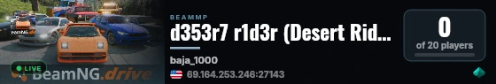 d353r7 r1d3r (Desert Rider) Offroad live status badge