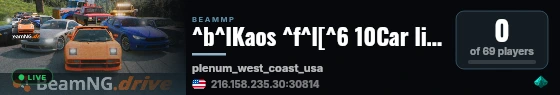 ^b^lKaos ^f^l[^6 10Car limit^f^l] [^6 ^lCJD-Rk Configs^f^l] live status badge