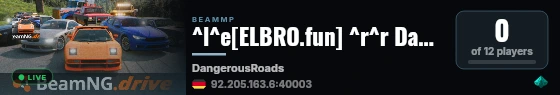 ^l^e[ELBRO.fun] ^r^r Dangerous Roads, Vanilla, 2 vehicles live status badge