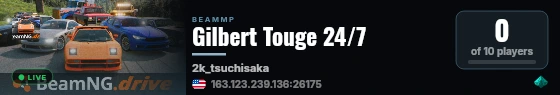 Gilbert Touge 24/7 live status badge