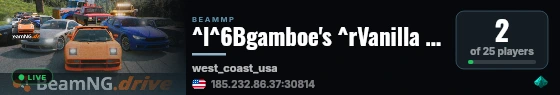 ^l^6Bgamboe's ^rVanilla West Coast live status badge