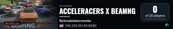 ACCELERACERS X BEAMNG live status badge
