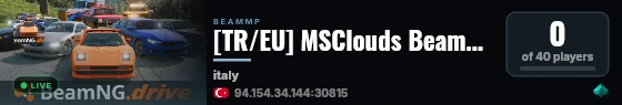 [TR/EU] MSClouds BeamNG Official Server | #2 | ^4NO MODS ^f| İtaly live status badge