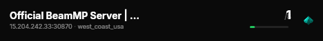 Official BeamMP Server | West Coast (05) | US-East | 1 Vehicle live status badge