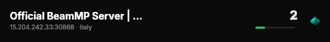 Official BeamMP Server | Italy (05) | US-East | 1 Vehicle live status badge