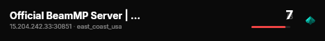 Official BeamMP Server | East Coast (04) | US-East | 1 Vehicle live status badge