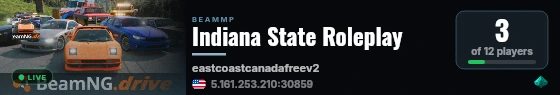 Indiana State Roleplay live status badge