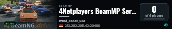4Netplayers BeamMP Server SeBastian live status badge