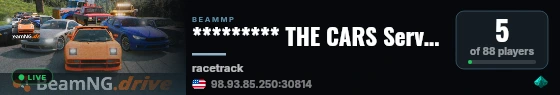 ********* THE CARS Server ********* live status badge