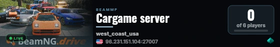 Cargame server live status badge