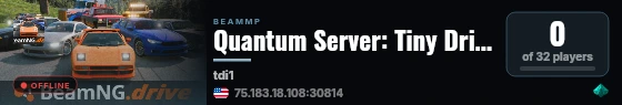 Quantum Server: Tiny Drift Island live status badge