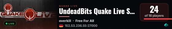 UndeadBits Quake Live Server live status badge