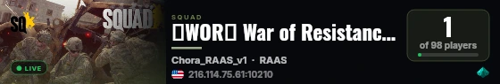 ✧WOR✧ War of Resistance | New Player Friendly | Free Military/First Responder Whitelist live status badge