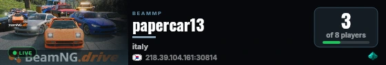 papercar13 live status badge