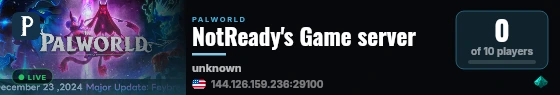 NotReady's Game server live status badge