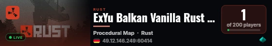 ExYu Balkan Vanilla Rust | No Lag EU | 20.8 live status badge