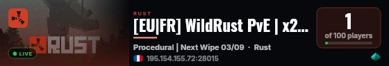 [EU|FR] WildRust PvE | x2 | Home | Quêtes | XP | Kits | Home live status badge