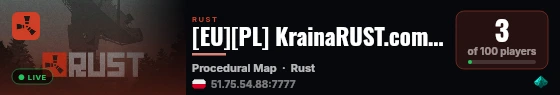 [EU][PL] KrainaRUST.com PvE +PvP live status badge