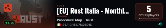 [EU] Rust Italia - Monthly | PVP | Solo/Duo/Trio live status badge