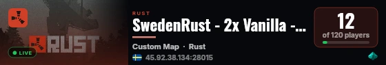 SwedenRust - 2x Vanilla - Fridays 18:00 live status badge