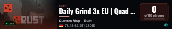 Daily Grind 3x EU | Quad | 50% Upkeep | No BP Wipe | Loot+ | Ev live status badge