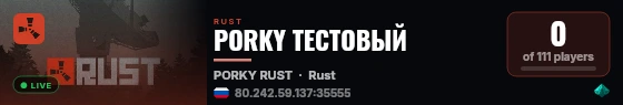 PORKY ТЕСТОВЫЙ live status badge