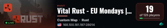 Vital Rust - EU Mondays | 3x | No BPs live status badge