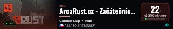 ArcaRust.cz - Začátečníci/Pokročilý Vanilla *WIPED 20.08* live status badge