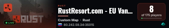 RustResort.com - EU Vanilla | 2X Thursday 20.08 live status badge