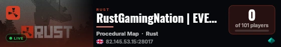 RustGamingNation | EVERWILD | PvE live status badge
