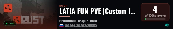 LATIA FUN PVE |Custom Items,Raidable Bases,Boss,Events| live status badge