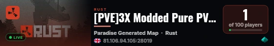 [PVE]3X Modded Pure PVE Paradise|RaidableBases|SkillTree live status badge