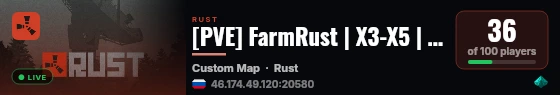[PVE] FarmRust | X3-X5 | Quest | ZOMBIE | Events live status badge
