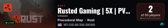 Rusted Gaming | 5X | PVP | Monthly Wipes | Modded | live status badge