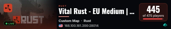 Vital Rust - EU Medium | 2x | Vanilla+ | No BP Wipes live status badge