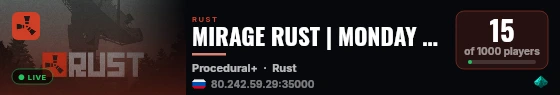 MIRAGE RUST | MONDAY 2x | Wipe 17.08 live status badge