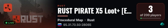 RUST PIRATE X5 Loot+ [EVENT|SKIN|BOTS] РОССИЯ 21.08 live status badge