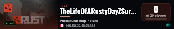 TheLifeOfARustyDayZSurvivor|PVE live status badge